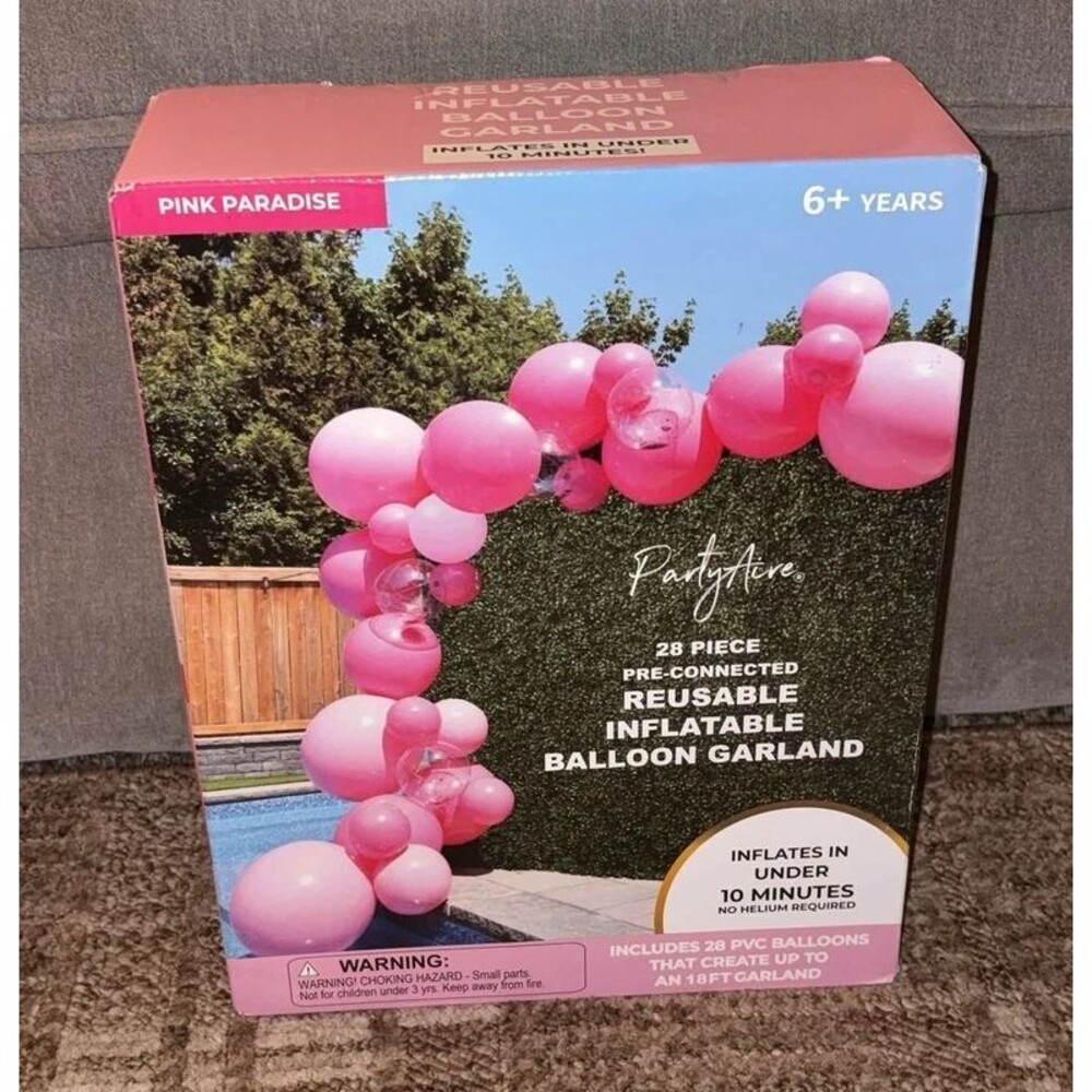 New Pink Paradise Inflatable Balloon Garland Kit 28pc 18ft